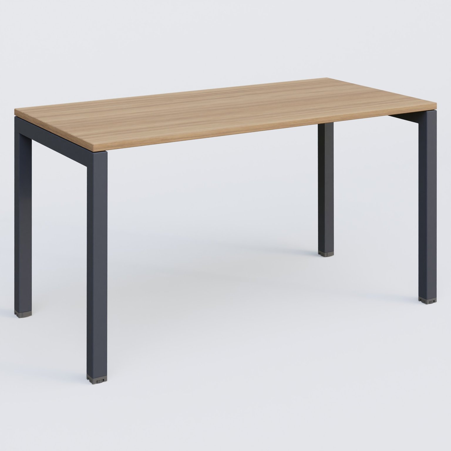 K3 Plateau droit 140x70 pieds fixe. Plateau Noyer et pietement Anthracite.