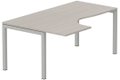 Plan Compact 90° asymétrique 160x120x80/60cm retour à gauche, plateau acacia, structure aluminium
