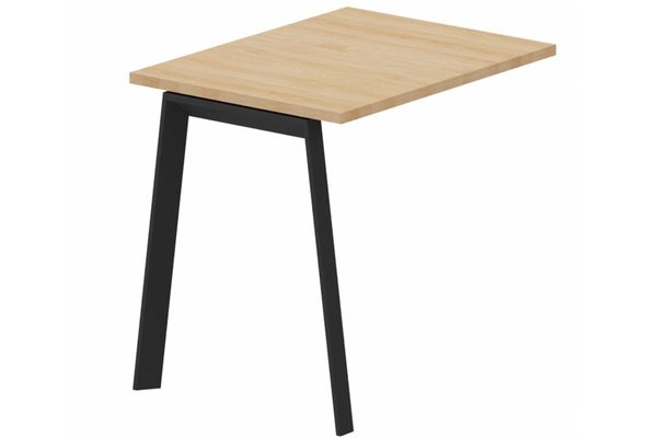 Gamme K8 - Extensions - Plans droits - K8 Retour direct 120x60 sur pied- Finitions : PLATEAUX: HETRE (HE) / PIETEMENTS: NOIR (NR)