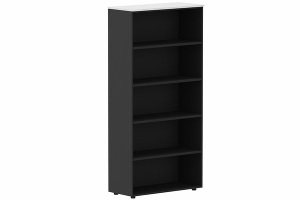 ARMOIRES SANS PORTES / BIBLIOTHEQUES - Hauteur 196 cm - Armoire mélamine H196xL100cm sans portes, Finitions = Top de finition :Blanc (BL) / Corps d'armoire et tablettes: noir