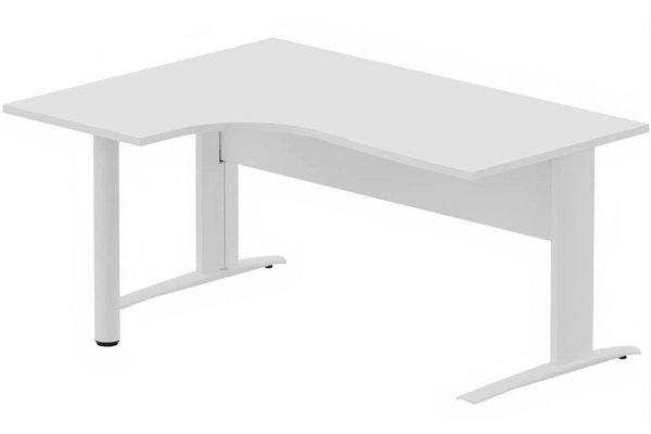 Gamme K1 - Plans compacts - K1 VDF BOIS Compact 90° asymétrique 160x120x80/60cm retour à gauche sur pied de soutien blanc/blanc - sur délai