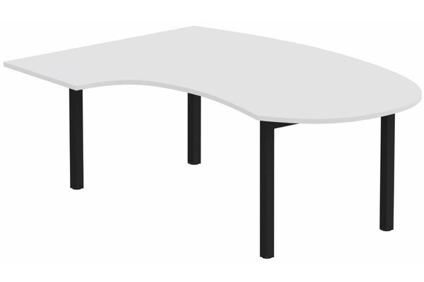 Gamme K3 - Plans compacts - K3- Plan compact 90° asymétrique Manager 190x141x104x60cm sur pied de soutien - retour à gauche -Finitions : PLATEAUX: BLANC (BL) / PIETEMENTS: NOIR GRAINE MAT (NG ) / 