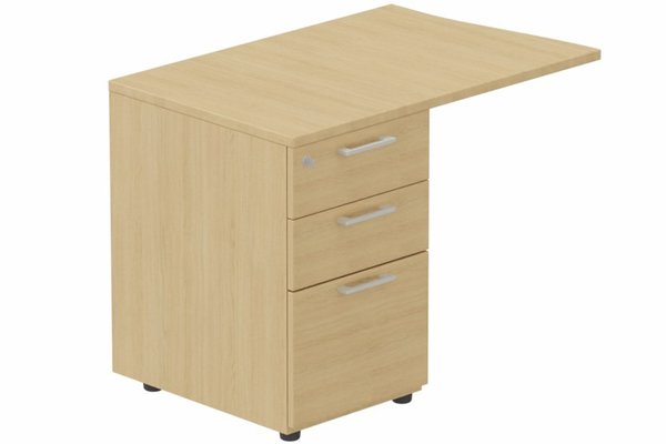 Gamme K1 - Extensions - Plans vagues - K1 -  Retour direct vague 90x60 sur caisson HB bois 3 tiroirs à gauche -