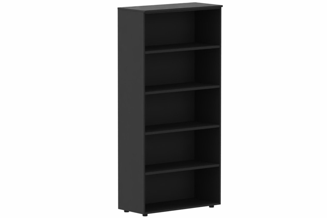 Armoire mélamine H196xL100cm sans portes, Finitions = Top de finition :noir/ Corps d'armoire et tablettes: noir