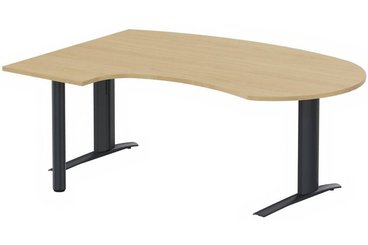 Gamme K1 - Plans compacts - k1 Poutre - Plan compact 90° asymétrique Manager 190x141x104 / 60cm, pied de soutien sous retour à gauche -Finitions : PLATEAUX: CHENE (CE) / PIETEMENTS: ANTHRACITE (AN)
