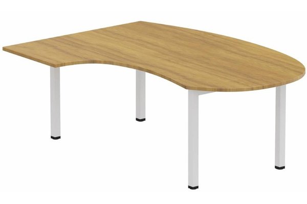 Gamme K3 - Plans compacts - K3- Plan compact 90° asymétrique Manager 190x141x104x60cm sur pied de soutien - retour à gauche -Finitions : PLATEAUX: NOYER (NO) / PIETEMENTS: BLANC (BL ) / 