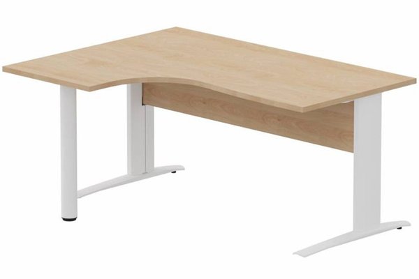 Gamme K1 - Plans compacts - K1 VDF BOIS Compact 90° asymétrique 180x120x80/60cm retour à gauche sur pied de soutien hêtre/blanc