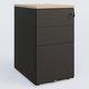Caisson hauteur de bureau métalique 3 tiroirs avec top de finition, profondeur 60cm. Plateau Hêtre et caisson Noir.