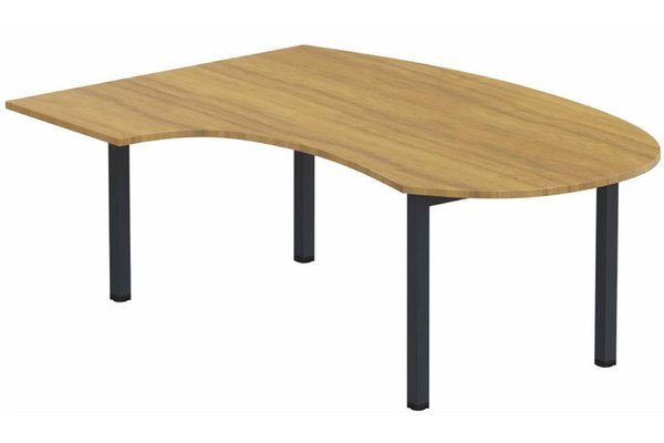 Gamme K3 - Plans compacts - K3- Plan compact 90° asymétrique Manager 190x141x104x60cm sur pied de soutien - retour à gauche -Finitions : PLATEAUX: NOYER (NO) / PIETEMENTS: ANTHRACITE (AN ) / 