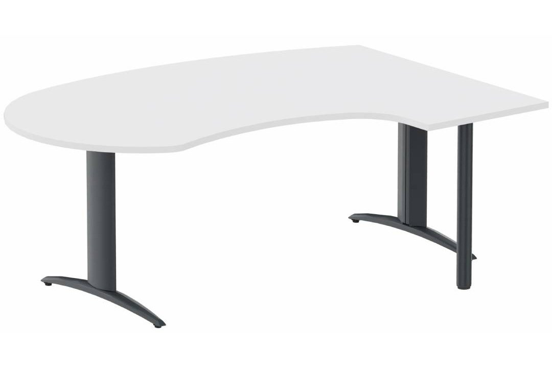 K2 compact 90° manager 190x141x104x60cm sur pied de soutien, plateau blanc, structure anthracite