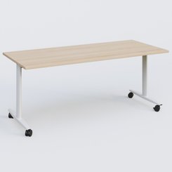 TABLES ABATTANTES - New Design - Table abattante gamme Design 180*80 cm. Plateau Hêtre et pietement Blanc.