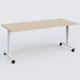 Table abattante gamme Design 180*80 cm. Plateau Hêtre et pietement Blanc.