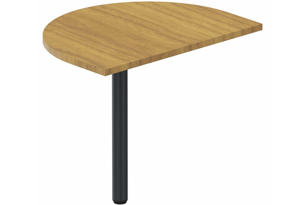 K2- Extension de convivialité arrondie P80 x L60 sur 1 pied de soutien -Finitions : PLATEAUX: NOYER (NO) / PIETEMENTS: ANTHRACITE (AN)