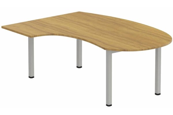 Gamme K3 - Plans compacts - K3- Plan compact 90° asymétrique Manager 190x141x104x60cm sur pied de soutien - retour à gauche -Finitions : PLATEAUX: NOYER (NO) / PIETEMENTS: ALUMINIUM (AL ) / 