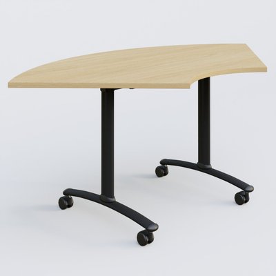 [Pas de famille] - [Pas de sous famille] - Module 1/4 de couronne pour table abattante gamme Arca 120-120 cm. Plateau Chêne clair et pietement Noir.