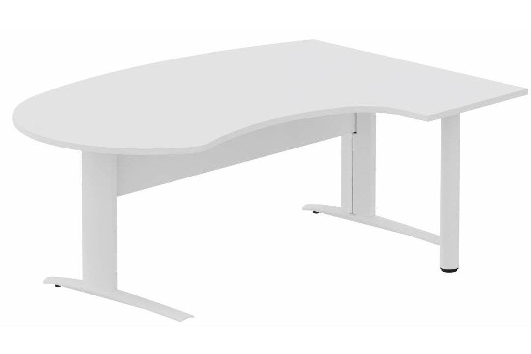 K1 VDF bois compact 90° manager 190x141x104x60cm sur pied de soutien, plateau blanc, structure blanc