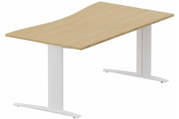 Gamme K1 - Plans vagues - K1 Poutre - Plan vague symétrique 160x90 / 80 -Finitions = Plateau et top de finition : Chêne (CE) / Piétements: Blanc (BL)
