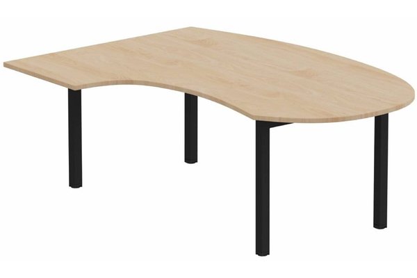 Gamme K3 - Plans compacts - K3- Plan compact 90° asymétrique Manager 190x141x104x60cm sur pied de soutien - retour à gauche -Finitions : PLATEAUX: HETRE (HE) / PIETEMENTS: NOIR GRAINE MAT (NG ) / 