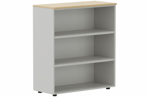 ARMOIRES SANS PORTES / BIBLIOTHEQUES - Hauteur 80 cm - Armoire mélamine H102xL100cm sans portes, Finitions =Top de finition : Chêne (CE) / Corps d'armoire et tablettes: Aluminium