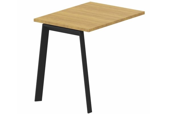 Gamme K8 - Extensions - Plans droits - K8 Retour direct 120x60 sur pied -Finitions : PLATEAUX: NOYER (NO) / PIETEMENTS: NOIR (NR)