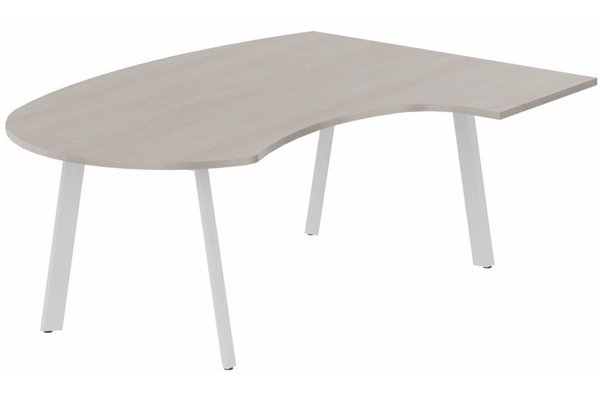 Gamme K8 - Plans compacts - Plan compact 90° manager 190 x 141 x 104 x 60cm, plateau acacia, structure blanc
