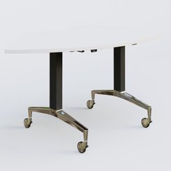 [Pas de famille] - [Pas de sous famille] - Module 1/4 de couronne de la gamme LEM 120-120 cm. Plateau Blanc et pietement Noir/Chrome.