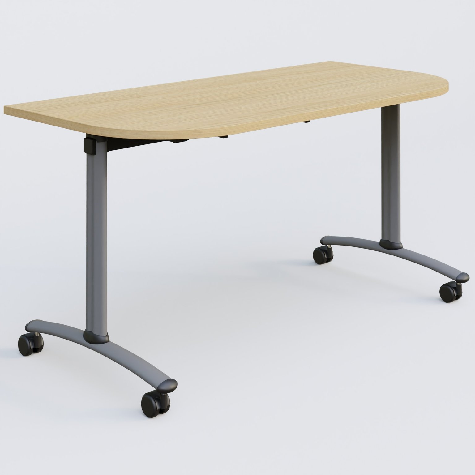 Module d'extrémité pour table abattante gamme Arca 145-70 cm. Plateau Chêne clair et pietement Aluminium.