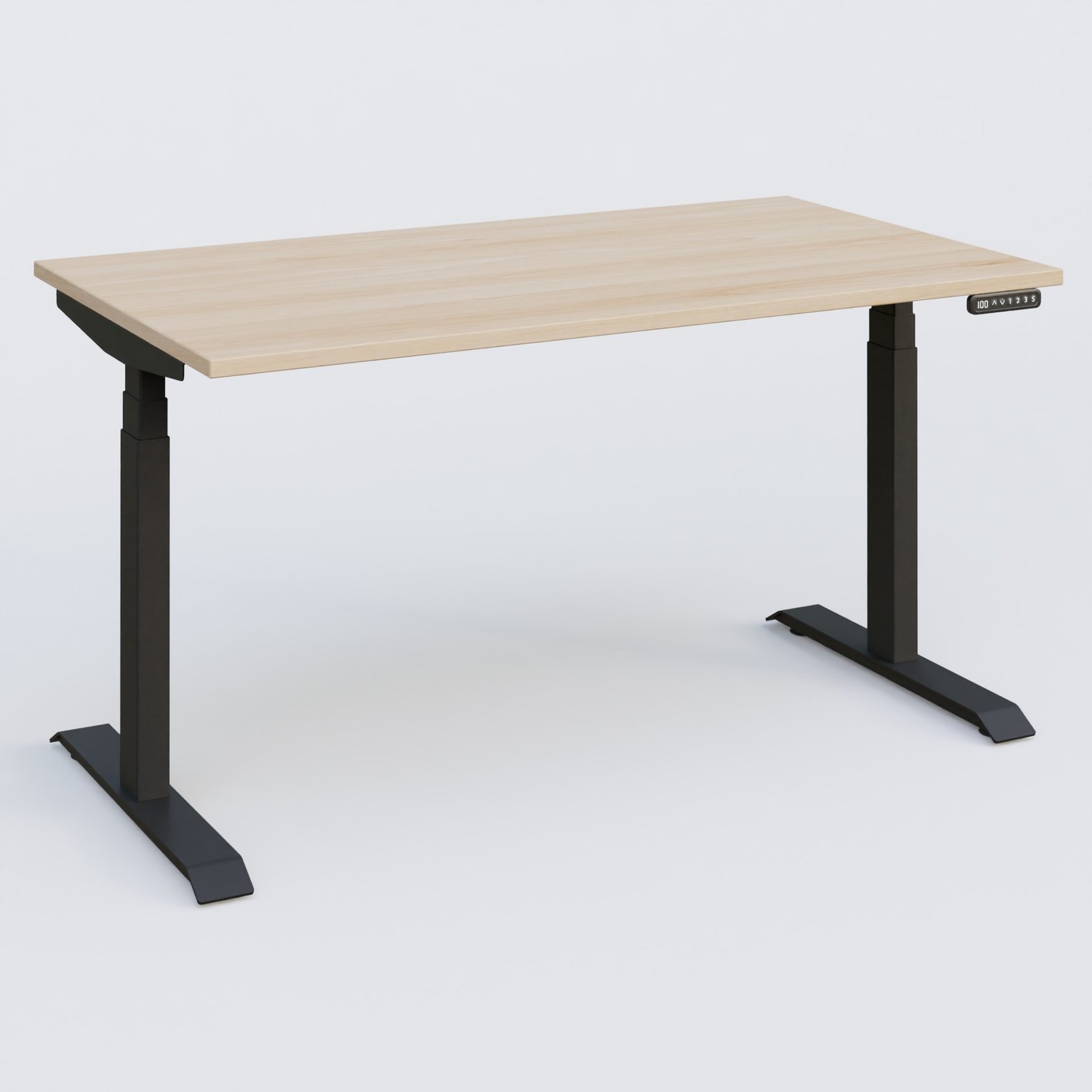 Poste solo 140*80 réglable en hauteur éléctriquement de 65-130 cm gamme KPro3. Plateau Hêtre et pietement Noir.