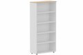 Armoire mélamine H196xL100cm sans portes, Finitions = Top de finition :hêtre / Corps d'armoire et tablettes: Blanc (BL)