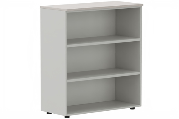 ARMOIRES SANS PORTES / BIBLIOTHEQUES - Hauteur 80 cm - Armoire mélamine H102xL100cm sans portes, Finitions =Top de finition : Acacia / Corps d'armoire et tablettes: Aluminium
