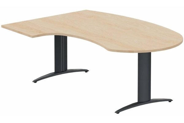 Gamme K2 - Plans compacts - K2 compact 90° manager 190x141x104x60cm sur pied de soutien, plateau hêtre, structure anthracite