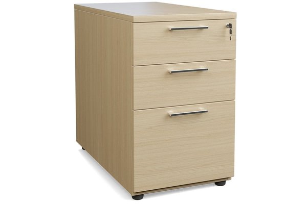 CAISSONS  - Hauteur de bureau - Caisson mélaminé hauteur bureau, 3 tiroirs - P80xL42xH72cm, -Finitions = Caisson: Chêne (CE)/ Poignées: chromées