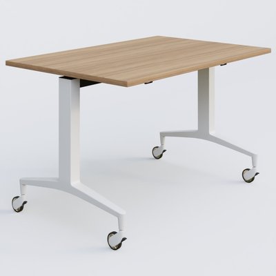 [Pas de famille] - [Pas de sous famille] - Module droit de la gamme LEM 120-80 cm. Plateau Noyer et pietement Blanc.