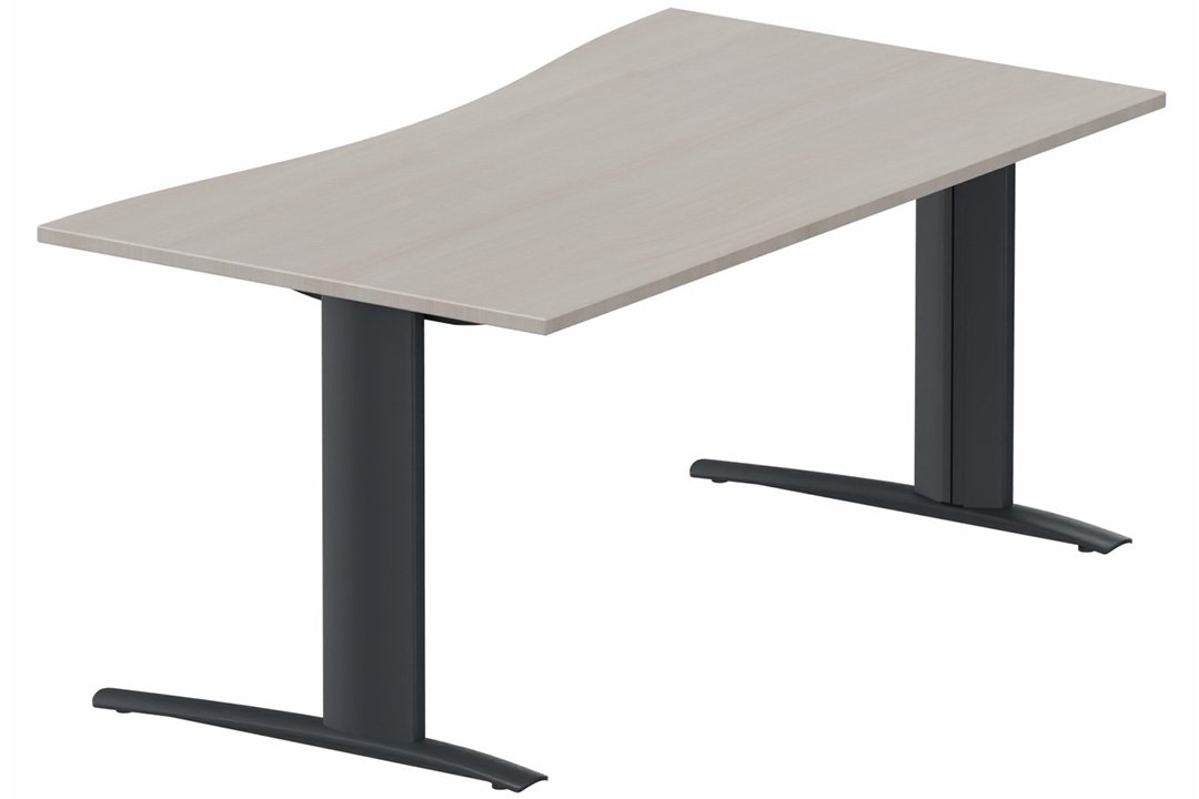 Plan vague symétrique, structure poutre, 180x90x80cm, plateau acacia, structure anthracite