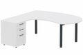 K3 compact 90° manager 190x141x104x60cm sur caisson HB mélamine 3 tiroirs, plateau blanc, structure anthracite