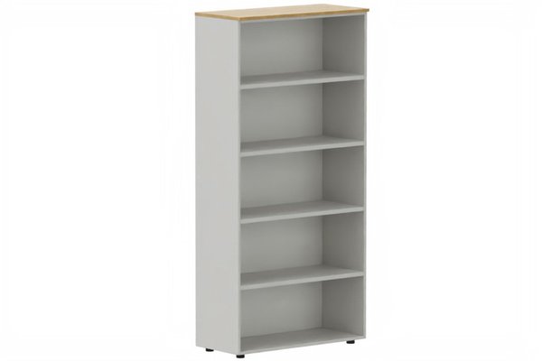 ARMOIRES SANS PORTES / BIBLIOTHEQUES - Hauteur 196 cm - Armoire mélamine H196xL100cm sans portes, Finitions = Top de finition :hêtre / Corps d'armoire et tablettes: aluminium