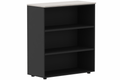 Armoire mélamine H102xL100cm sans portes, Finitions =Top de finition : Acacia / Corps d'armoire et tablettes: noir