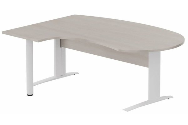 Gamme K1 - Plans compacts - K1 VDF bois compact 90° manager 190x141x104x60cm sur pied de soutien, plateau acacia, structure blanc