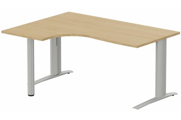 Gamme K1 - Plans compacts - k1 Poutre - Plan compact 90° asymétrique 180x120x80 / 60cm, pied de soutien sous retour à gauche -Finitions : PLATEAUX: CHENE (CE) / PIETEMENTS: ALUMINIUM (AL)