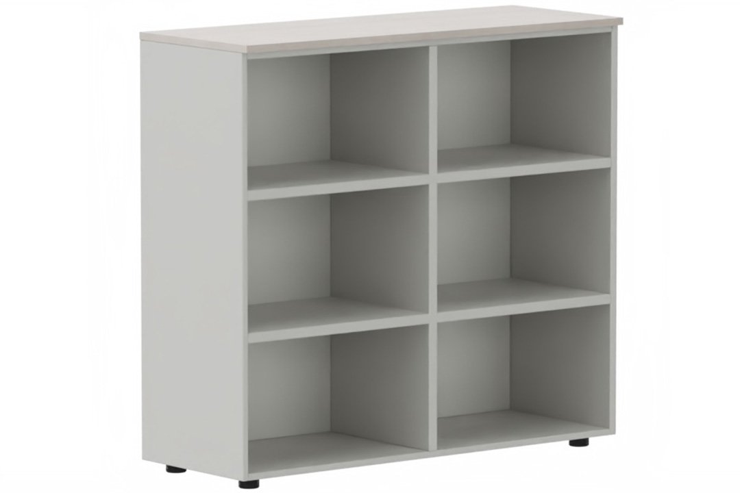 Armoire mélamine H102xL120cm, séparation médiane, sans portes, Top de finition : Acacia / Corps d'armoire et tablettes: Aluminium