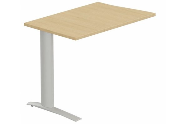 Gamme K1 - Extensions - Plans vagues - K1 Retour direct vague 90x60 sur pied à gauche Plateau : Chêne (CE) / Piétements Blanc -Finitions : PLATEAUX: CHENE (CE) / PIETEMENTS: ALUMINIUM (AL)