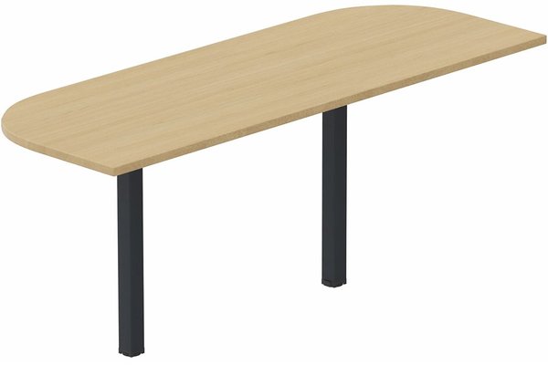 Gamme K3 - Plateau d'angle et extensions conviviales - K3 Extension demi-lune 165x60cm sur 2 pieds de soutien, plateau CHENE, structure ANTHRACITE