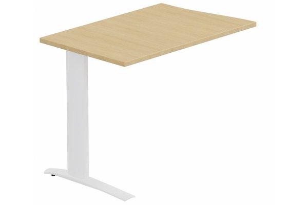 Gamme K1 - Extensions - Plans vagues - K1 -  Retour direct vague 90x60 sur pied à gauche - Plateau : Chêne (CE) / Piétements Blanc -