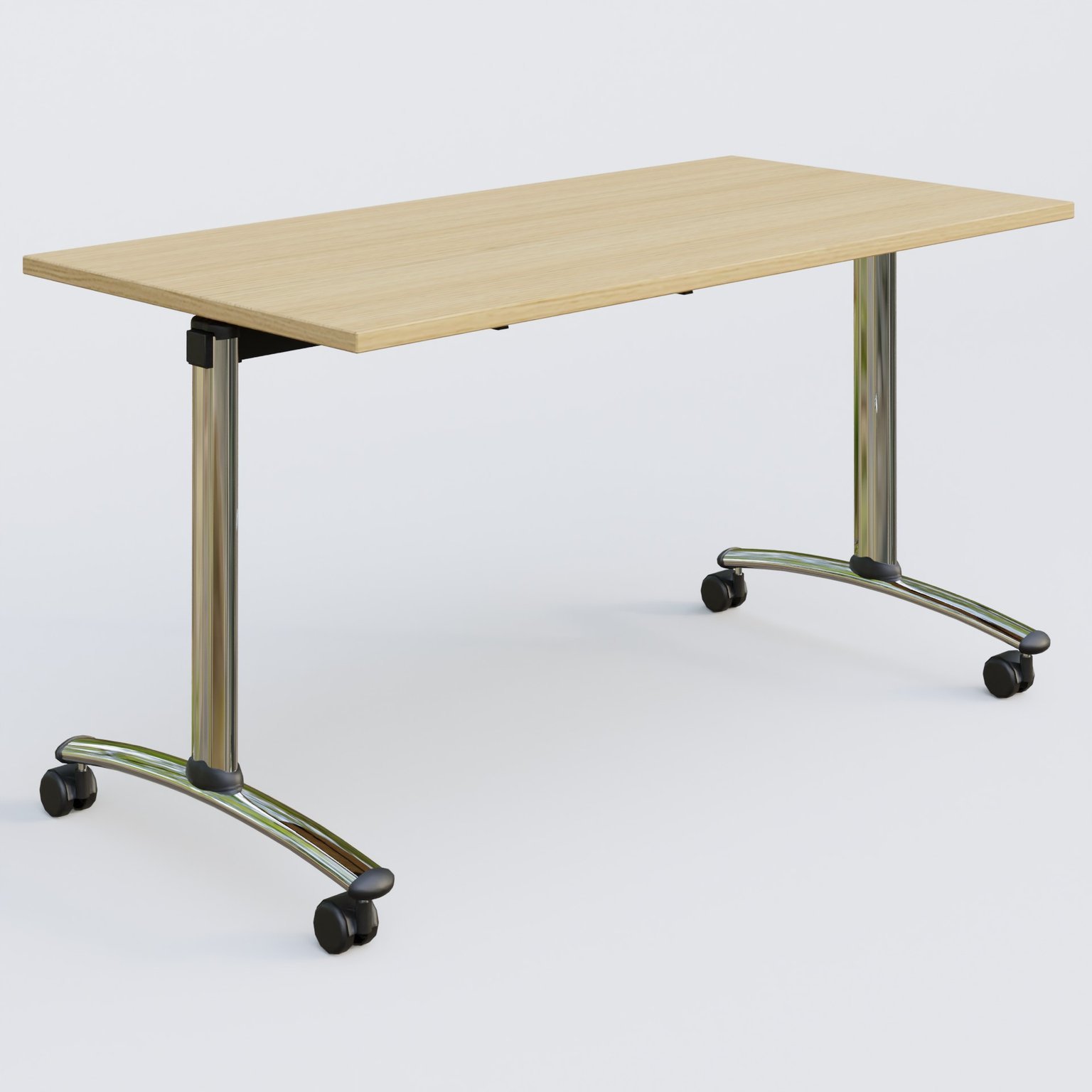 Table abattante gamme Arca 140-70 cm. Plateau Chêne clair et pietement Chrome.