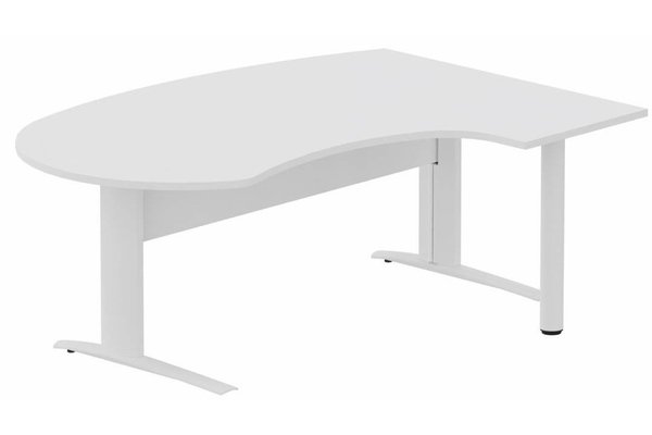 Gamme K1 - Plans compacts - K1 VDF bois compact 90° manager 190x141x104x60cm sur pied de soutien, plateau blanc, structure blanc