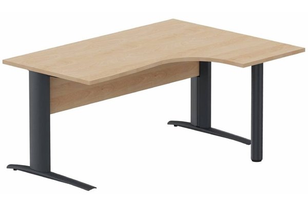 Gamme K1 - Plans compacts - K1 VDF BOIS Compact 90° asymétrique 180x120x80/60cm retour à droite sur pied de soutien hêtre/anthracite