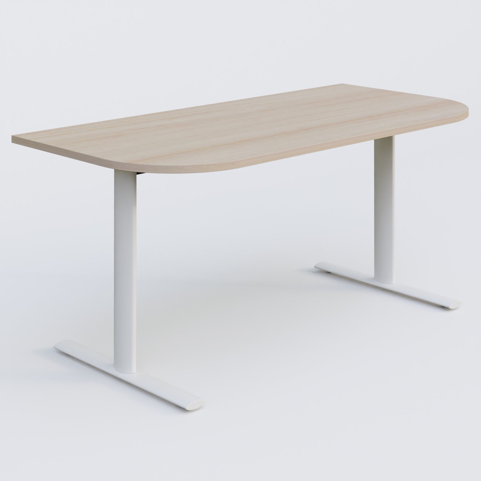 Module d'extrémité gamme Pure 165-80 cm. Plateau Acacia et pietement Blanc.