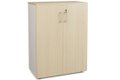 Armoire mélamine H102XL100 cm portes bois, Finitions= Top de finition : Chêne (CE) / Corps d'armoire et tablettes : aluminium / Façade : Chêne (CE) / Poignées alu
