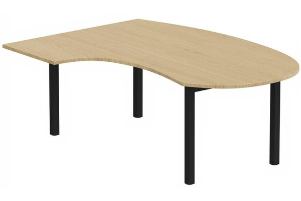 Gamme K3 - Plans compacts - K3- Plan compact 90° asymétrique Manager 190x141x104x60cm sur pied de soutien - retour à gauche -Finitions : PLATEAUX: CHENE (CE) / PIETEMENTS: NOIR GRAINE MAT (NG ) / 
