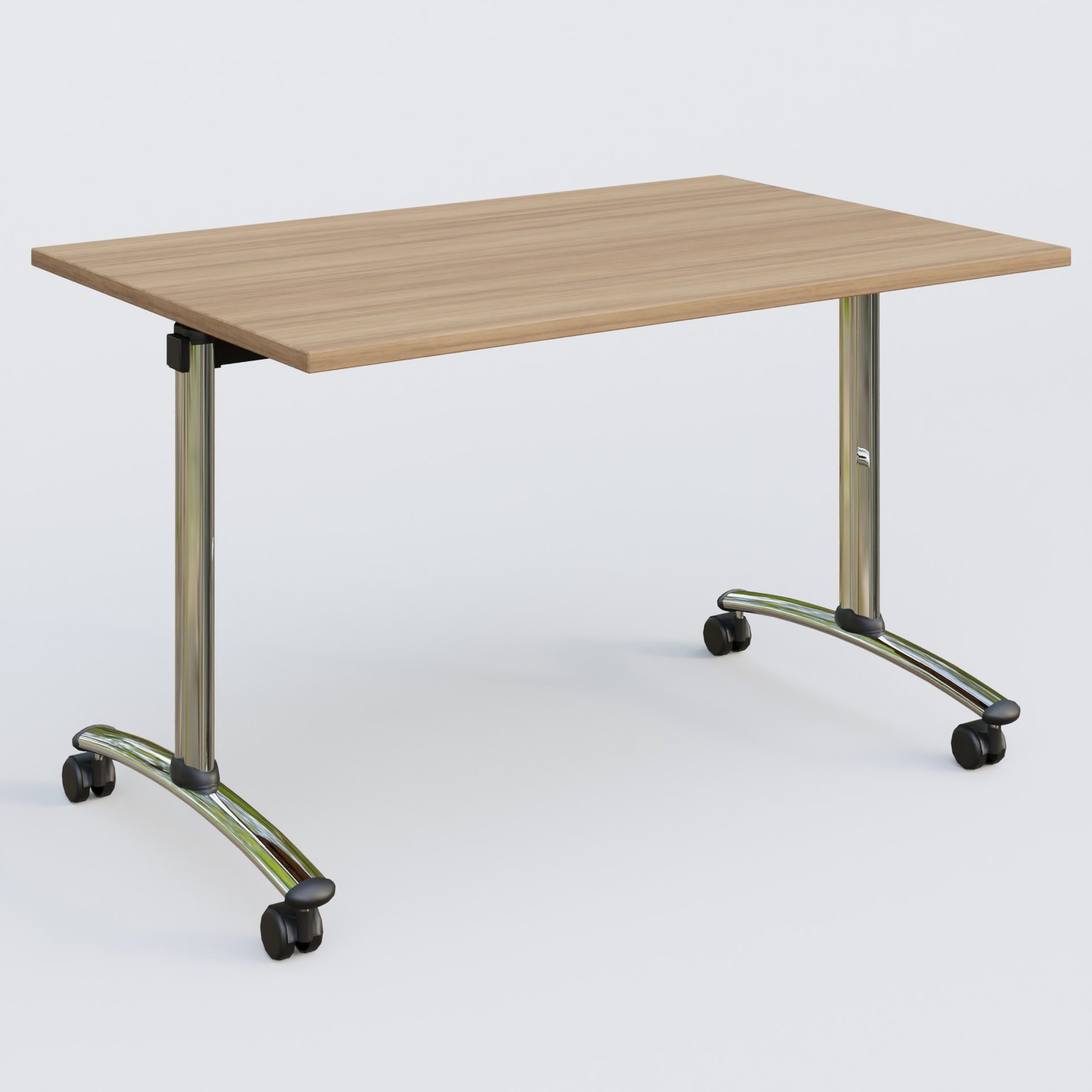 Table abattante gamme Arca 120-80 cm. Plateau Noyer et pietement Chrome.